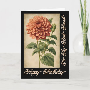  Floral Classic Roze Dahlia Zwart Verjaardag Kaart