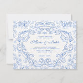 Floral classic vintage wedding  kaart (Voorkant)