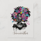 Floral Classy Afro Woman Briefkaart (Voorkant)