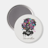 Floral Classy Afro Woman Magneet (Voorkant / Achterkant)