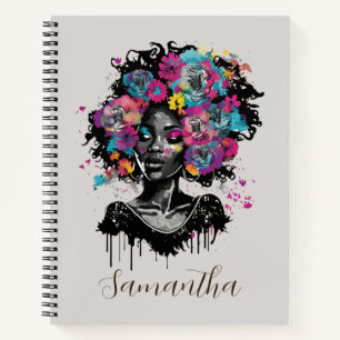 Floral Classy Afro Woman Notitieboek
