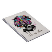 Floral Classy Afro Woman Notitieboek (Rechterzijde)