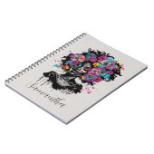 Floral Classy Afro Woman Notitieboek (Linkerzijde)
