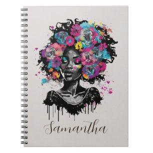 Floral Classy Afro Woman Notitieboek