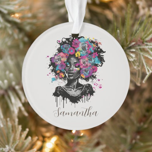 Floral Classy Afro Woman Ornament (Boom)