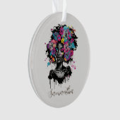 Floral Classy Afro Woman Ornament (voorkant)