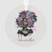 Floral Classy Afro Woman Ornament (achterkant)