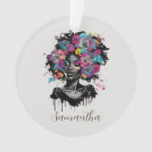 Floral Classy Afro Woman Ornament (voorkant)