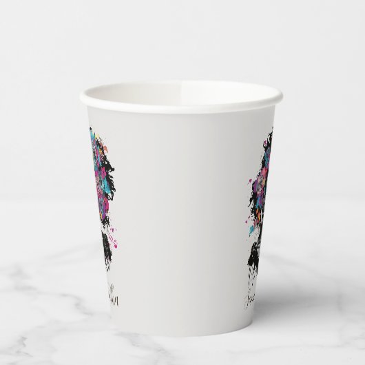 Floral Classy Afro Woman Papieren Bekers (Links)