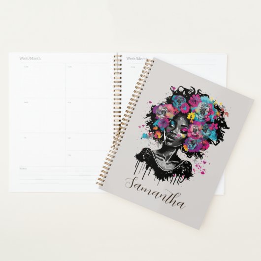 Floral Classy Afro Woman Planner (Display)