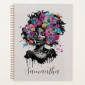 Floral Classy Afro Woman Planner (Voorkant)