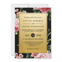  Floral Classy Golden Formal Wedding Invite