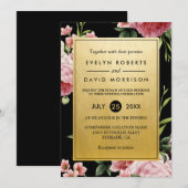  Floral Classy Golden Formal Wedding Invite Kaart (Voorkant / Achterkant)