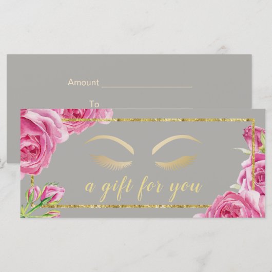  Floral Classy Gray Salon Cadeaubonnen (Voorkant / Achterkant)