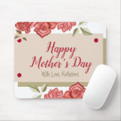 Floral  Classy Happy Mothers Day Roos Groen Muismat (Met muis)