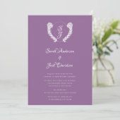 Floral Classy Monogram Lavendel Bruiloft Kaart (Staand voorkant)