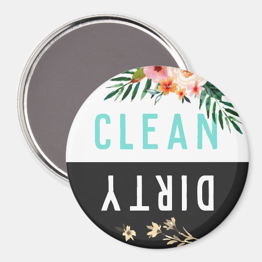  Floral CLEAN VUILE Vaatwasser Magnet (Voorkant / Achterkant)