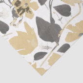 Floral Clematis Waterverf Gold Grey Black Tissuepapier (Detail)