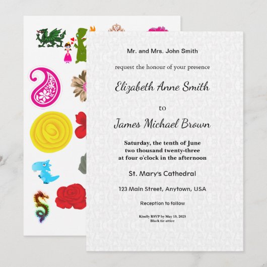 Floral Clipart Dragon Stickers Pack | Cute Art Kaart (Voorkant / Achterkant)