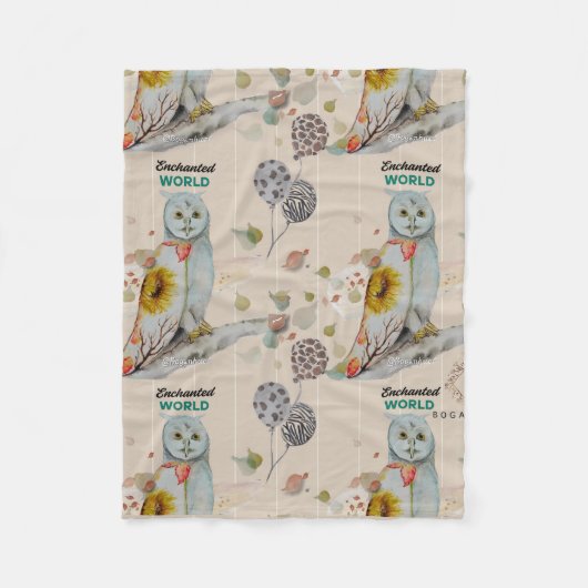 Floral Cloak Owl Fleece Baby Blanket (Voorkant)