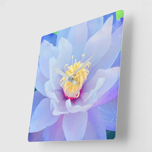 Floral Clock - Lavender Vierkante Klok (Hoek)