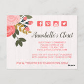 Floral Clothes Hanger Closet Boutique bedankt Briefkaart (Achterkant)