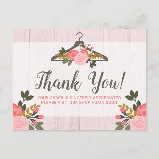 Floral Clothes Hanger Closet Boutique bedankt Briefkaart (Voorkant)