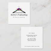 Floral Clothes Hanger Seamstress Tailor Vierkante Visitekaartje (Voorkant / Achterkant)