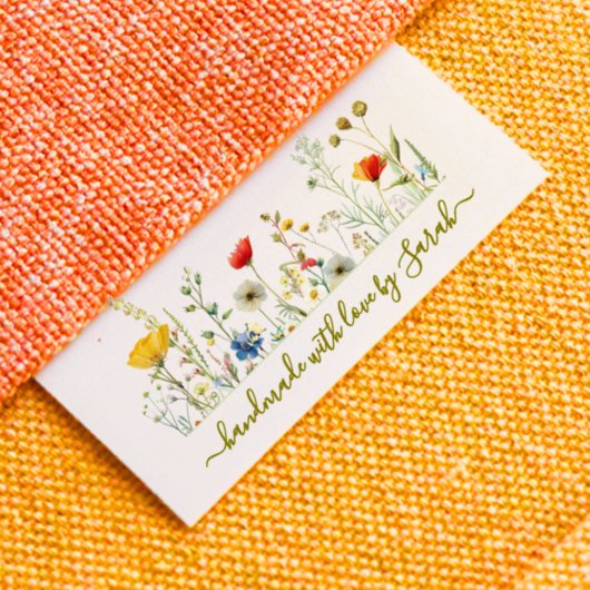 Floral clothing label for handmade items grosgrain lint