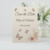 Floral Coffee Cream elegant Boho Save the Date (Staand voorkant)