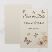 Floral Coffee Cream elegant Boho Save the Date (Voorkant / Achterkant)