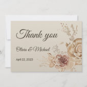 Floral Coffee Cream elegant Butterfly boho Wedding Bedankkaart (Voorkant)