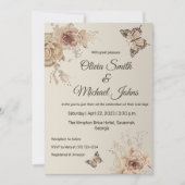 Floral Coffee Cream elegant Butterfly boho Wedding Kaart (Voorkant)