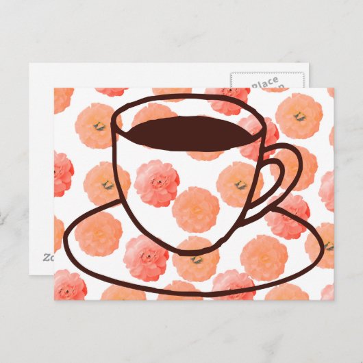 Floral Coffee Cup Briefkaart (Voorkant / Achterkant)