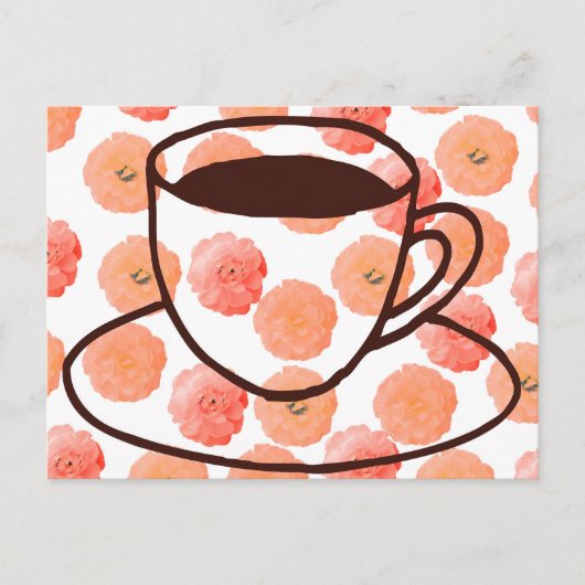 Floral Coffee Cup Briefkaart (Voorkant)