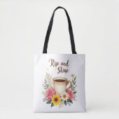 Floral Coffee Cup Canvas tas (Voorkant)