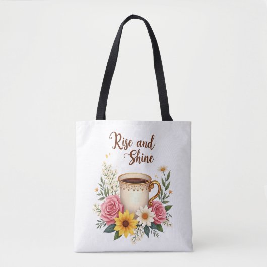 Floral Coffee Cup Canvas tas (Voorkant)