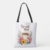 Floral Coffee Cup Canvas tas (Achterkant)