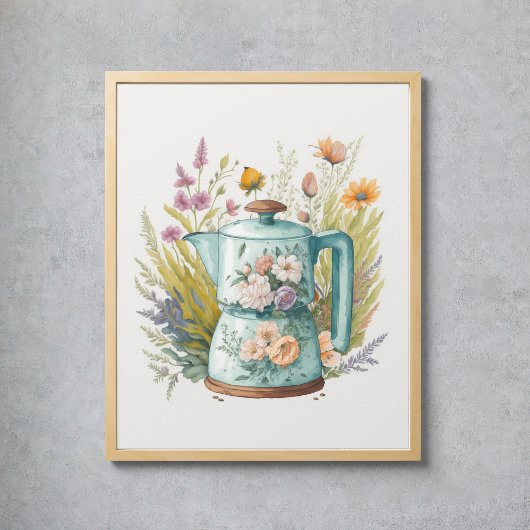 Floral Coffee Kitchen Waterverf Botanische Boho Poster
