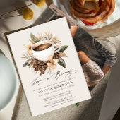 Floral Coffee Love is Brewing Photo Vrijgezellenfe Kaart