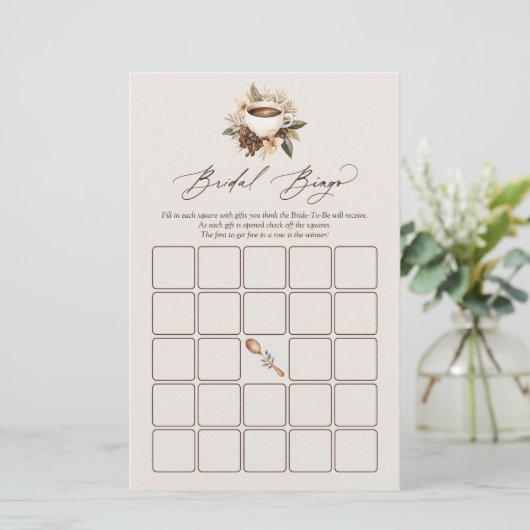 Floral Coffee Love is het brouwen van bruids bingo (Staand voorkant)