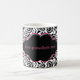 Floral Coffee Mok Damask Lijst Black White Roze