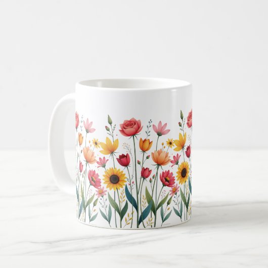 Floral Coffee Mok – Kleurrijke Flower Ceramic Cup (Voorkant links)
