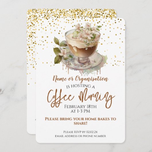 Floral Coffee Morning Fundraiser Kaart (Voorkant / Achterkant)