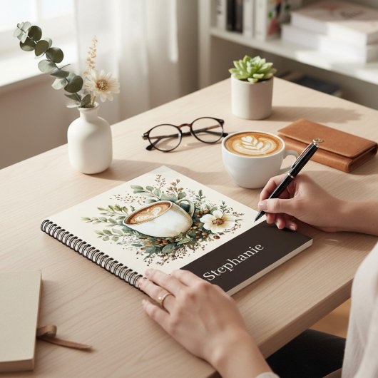 Floral Coffee Mug Personalized Notitieboek