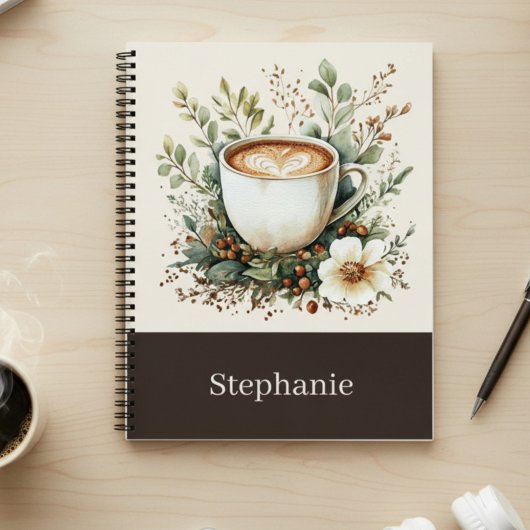 Floral Coffee Mug Personalized Notitieboek