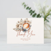 Floral Coffee thema Vrijgezellenfeest Dank u kaart (Staand voorkant)