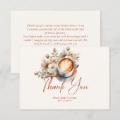 Floral Coffee thema Vrijgezellenfeest Dank u kaart (Voorkant / Achterkant)