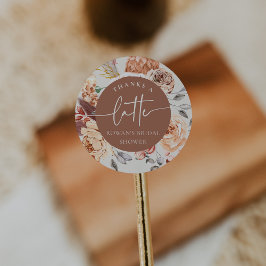 Floral Coffee Theme "Bedankt a Latte" Vrijgezellen Ronde Sticker