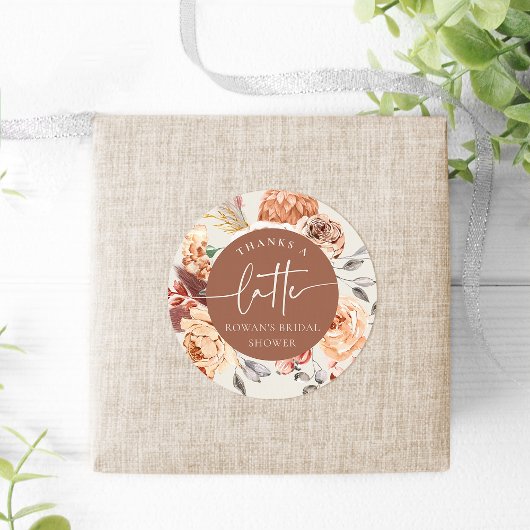Floral Coffee Theme "Bedankt a Latte" Vrijgezellen Ronde Sticker
